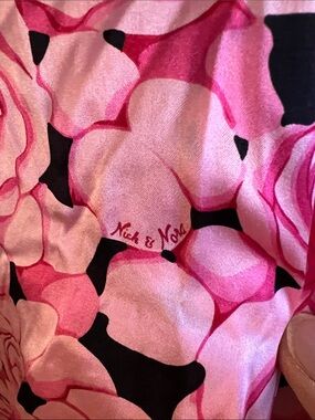 Nick & Nora Pink Rose Print Satin Pajama Set